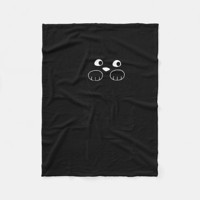 Funny Black Cat Kit-Tea Graphic Fleece Blanket (Front)