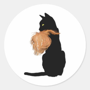 Funny Black Cat Lady Kamala With Trump Hair Vote K Classic Round Sticker
