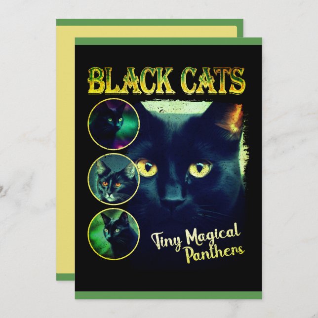 Funny Black Cat Lover Faux Bootleg 90s Graphic Holiday Card (Front/Back)
