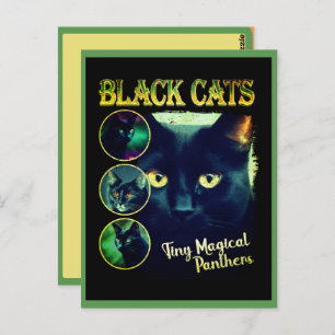 Funny Black Cat Lover Faux Bootleg 90s Graphic Postcard