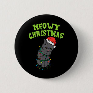 Funny Black Cat Meowy Christmas Funny Cat Men Boys 6 Cm Round Badge