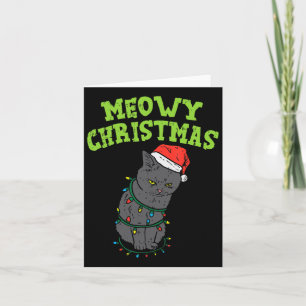 Funny Black Cat Meowy Christmas Funny Cat Men Boys Card