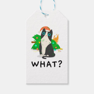 Funny Black Cat , Merry Christmas Cat Premium Gift Tags