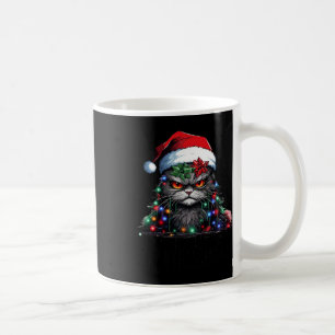 Funny Black Cat Merry Kissmy Xmas Light Pyjamas Ch Coffee Mug