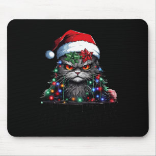 Funny Black Cat Merry Kissmy Xmas Light Pyjamas Ch Mouse Pad