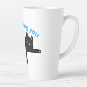 Funny Black Cat  Minimal Illustration Latte Mug