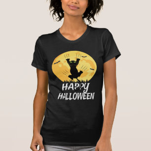 Funny Black Cat Moon Happy Halloween T-Shirt