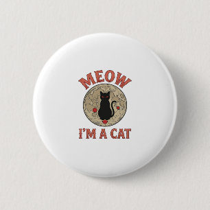 Funny Black Cat Moon Vintage Halloween Design_1 6 Cm Round Badge