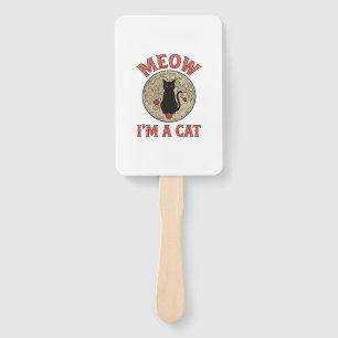 Funny Black Cat Moon Vintage Halloween Design_1 Hand Fan