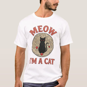 Funny Black Cat Moon Vintage Halloween Design_1 T-Shirt
