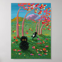 Funny Black Cat Mouse Trees Creationarts