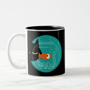 Funny Black Cat Mug – Kuro Catto Two-Tone Coffee C