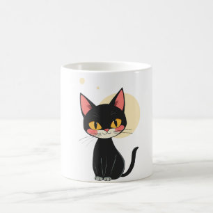 funny black cat mug retro cat lover