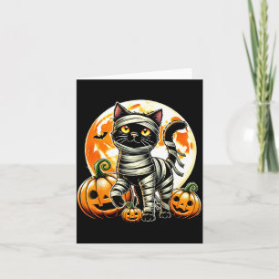 Funny Black Cat Mummy Halloween Cosume Men Women Card