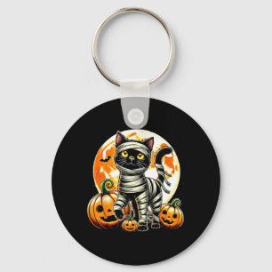 Funny Black Cat Mummy Halloween Cosume Men Women Key Ring