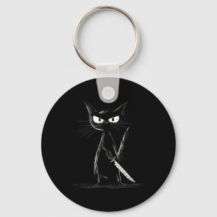 Funny Black Cat Murderous Cat With Knife Cats Fans Key Ring