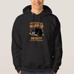 Funny Black Cat Nap Humour Lazy Sleep Procrastinat Hoodie