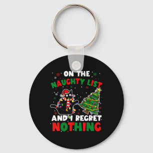 Funny Black Cat Naughty Santa Christmas Xmas Women Key Ring