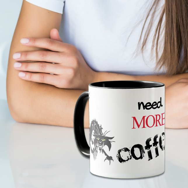 Funny Black Cat Need More Coffee Mug (Creator Uploaded)