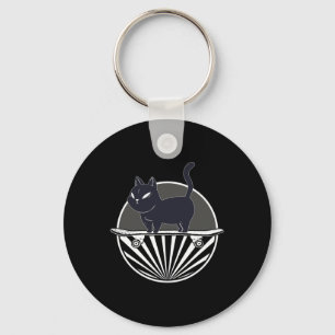 Funny Black Cat On Skateboard Retro Skateboarder V Key Ring