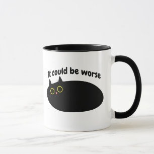 Funny Black Cat optimistic, good vibes, sarcastic  Mug