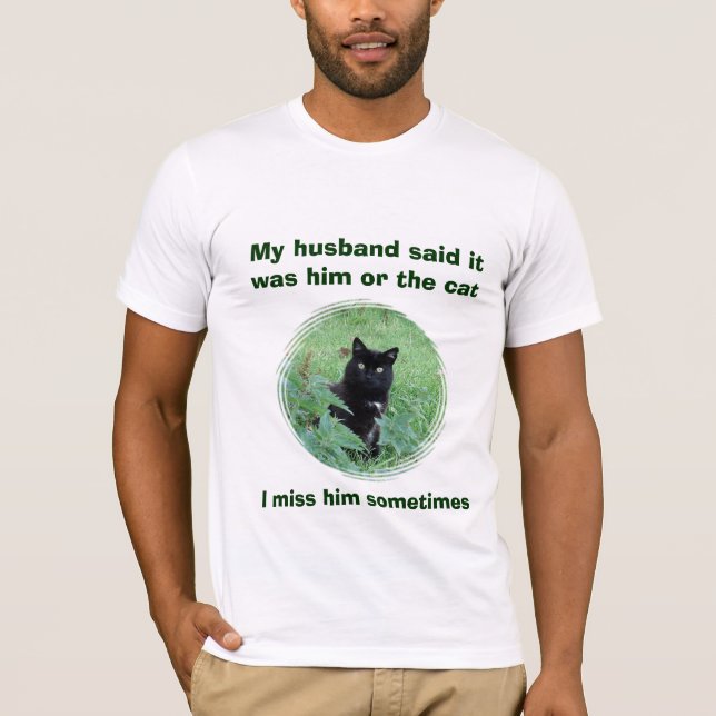 Funny Black Cat or Husband Women's T Shirt (Front)