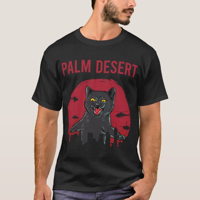 Funny Black Cat Palm Desert T-Shirt (Front)