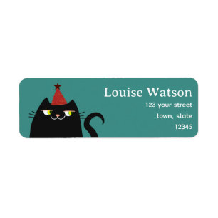 Funny Black Cat Party Return Address Label