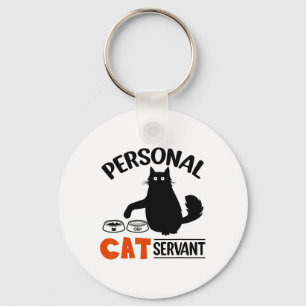 Funny Black Cat Personal Cat Servant Key Ring
