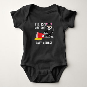 Funny Black Cat Personalised Baby Bodysuit