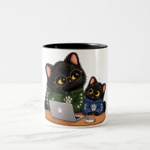 Funny Black Cat Programmer Gift Mug Developer Cat