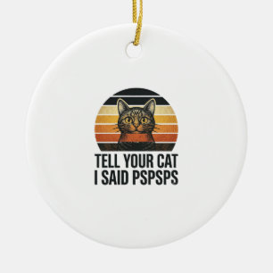 Funny Black Cat Pspsps Vintage Sunset Design_1 Ceramic Ornament