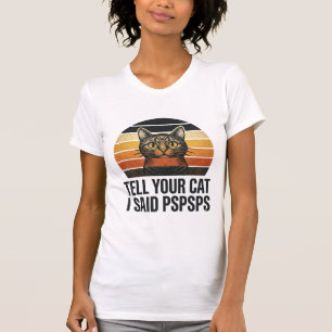 Funny Black Cat Pspsps Vintage Sunset Design_1 T-Shirt