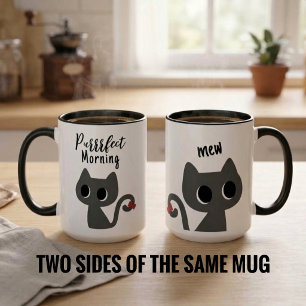 Funny Black Cat Purfect Morning Cute Kitty Mug
