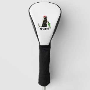 Funny Black Cat Pushing Christmas Tree Over Cat Ch Golf Head Cover