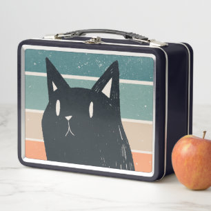 Funny Black Cat Retro Style design Metal Lunch Box