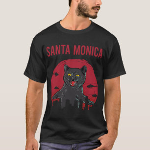 Funny Black Cat Santa Monica T-Shirt
