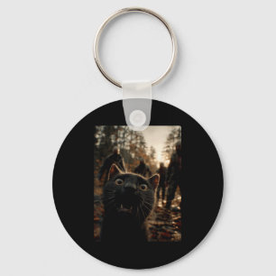 Funny Black Cat Selfie With Zombies Feline Animal  Key Ring