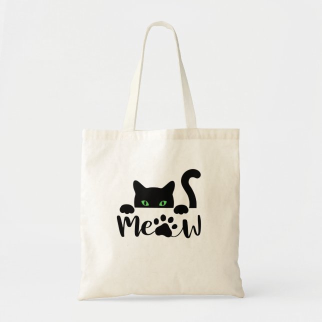 Funny black cat  tote bag (Front)
