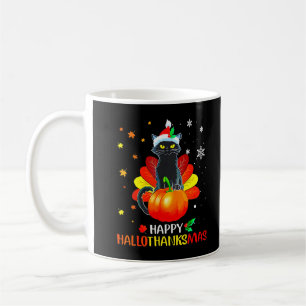 Funny Black Cat Turkey Hallo-thank-mas Happy Thank Coffee Mug