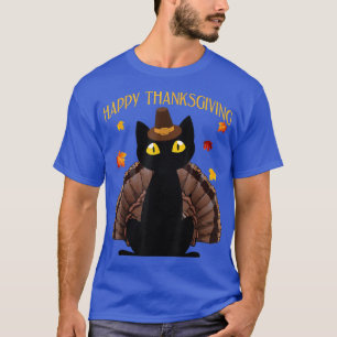 Funny Black Cat Turkey Happy Thanksgiving Holidays T-Shirt