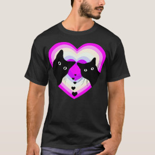 Funny Black Cat Valentine Day Cat Couple Retro Vi T-Shirt