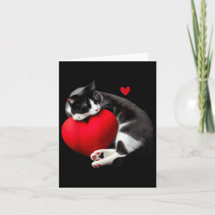 Funny Black Cat Valentines Day Heart Cat Card