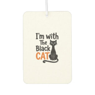 Funny Black Cat Vintage Engraving Halloween Design Car Air Freshener