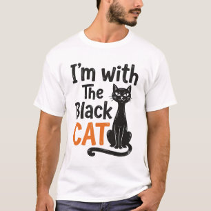Funny Black Cat Vintage Engraving Halloween Design T-Shirt