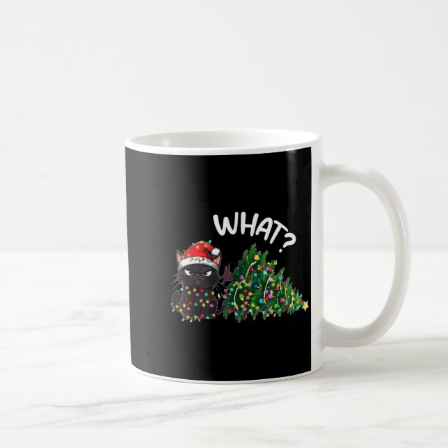 Funny Black Cat What_ Christmas Tree Funny Cat Lov Coffee Mug (Right)