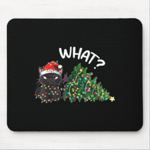 Funny Black Cat What_ Christmas Tree Funny Cat Lov Mouse Pad