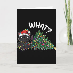 Funny Black Cat What Christmas Tree Funny Cat Love Card