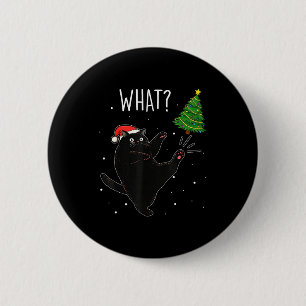 Funny Black Cat What_ Christmas Tree Meme Xmas Men 6 Cm Round Badge
