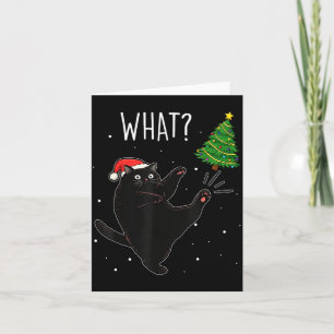 Funny Black Cat What_ Christmas Tree Meme Xmas Men Card